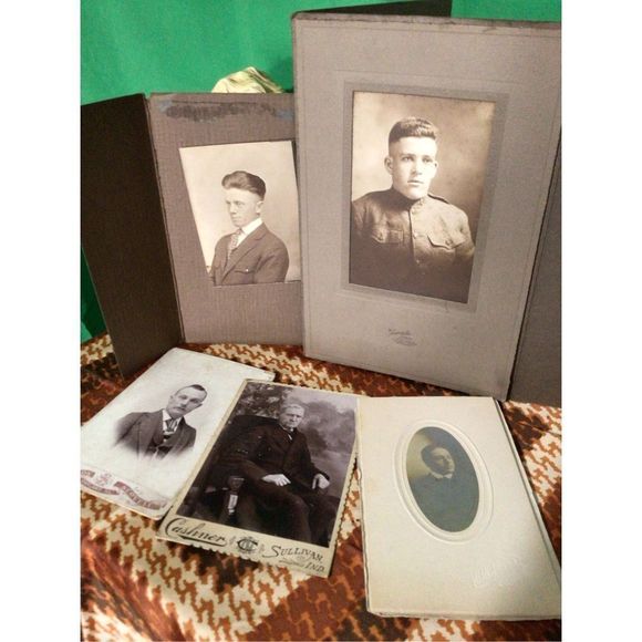 Antique Cabinet Photos One Military Photo Bundle of 5? - Picture 1 of 11